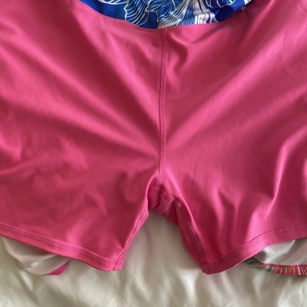 T by Talbots skort skirt tropical vibrant pink blue white size 1XP